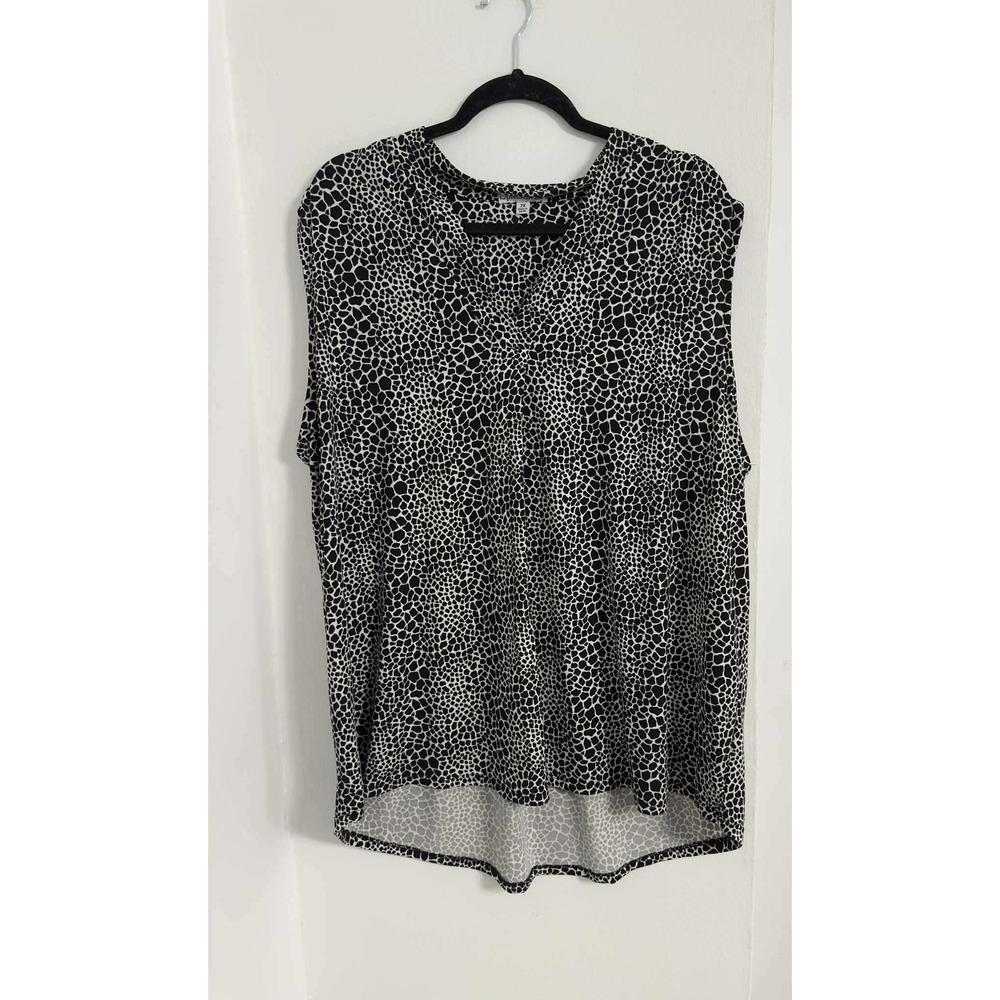 Ophelia Roe Casual‎ Leopard Print Tank Top Black White Womens 2X